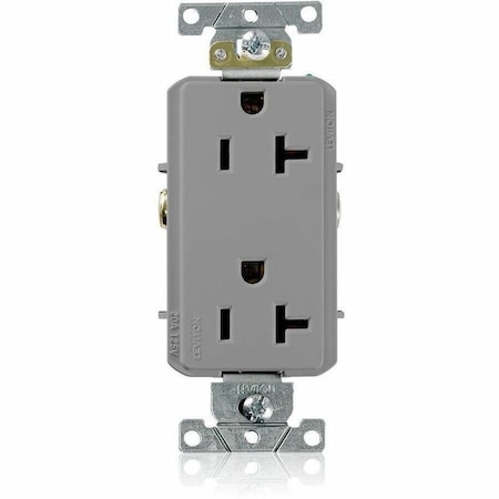 Leviton Straight Blade Receptacle, 5-20R, 20 A, 125V AC, 2 Pole, 3 Wire, Flush Mount, Single, Gray 16342-GY