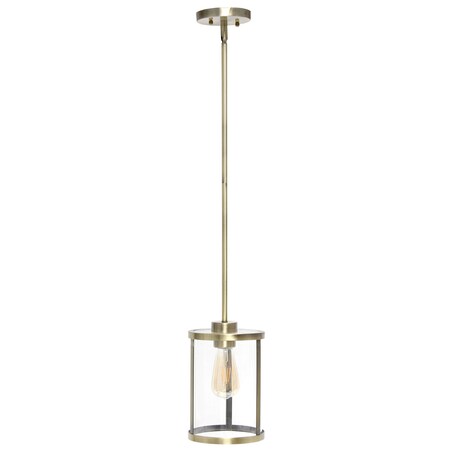 Homeroots Antiqued Brass Cylinder Iron Ceiling Light With Clear Shades 651627