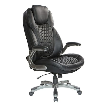 Office Star Products Deluxe Executive Bonded Leather Executive Chair, Black ECH620867-EC3