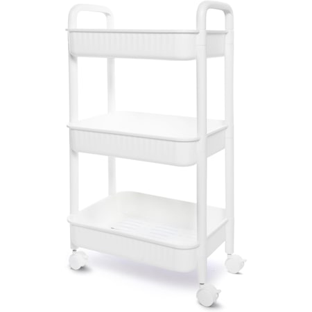 Simple Deluxe Rolling Storage Cart, 3 Tier Slim Mobile Shelving Unit 360 Deg Rotating Wheel Lockable Utility Cart 3A10HICART16113003W