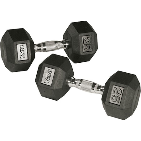 York Barbell Rubber Hex Dumbbell with Chrome Ergo Handle - 20 lbs YO626650