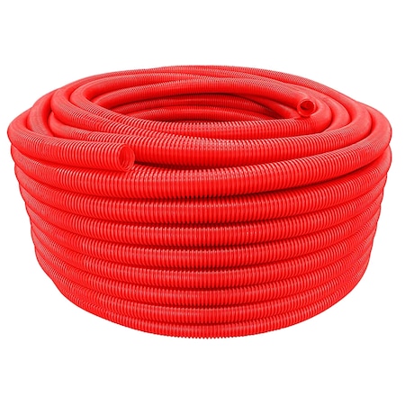 Hydromaxx 1.5 in. x 100 ft Flexible Corrugated Red HDPE Non-Split Tubing Wire Loom RHDPENS112100