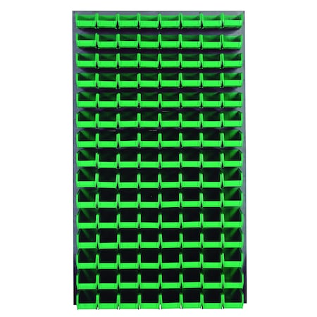 Quantum Storage Systems 36X61 GRAY LOUVERED PANEL WITH BINS GREEN QLP-3661-220-120GN