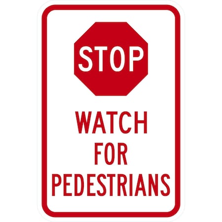 Lyle Stop Watch For Pedestrians, 12x18, Non-Reflective, White G-4621-NA_12x18