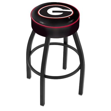 Holland Bar Stool Co 30" 4" Georgia "G" Cushion Seat, Blk Wrinkle Base Swivel Bar Stool L8B130GA-G