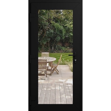Vdomdoors Front Exterior Prehung Metal-Plastic Door Clear Glass / MANUX 8666 Matte Black / Office Commercial MANUX8666EXD-BLK-W30xH80-RH-I