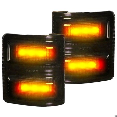 Recon Truck Accessories 08-14 F250/F350 SUPER DUTY SIDE MIRROR LENSES W/LED AMBER TURN SIGNALS SMOKE LENS (2PC) 264140BK