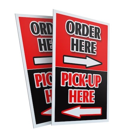 Signmission Order Here Pick Up Here With Arrows, Plastic Signs Only 24 Inch x 36 Inch, Corrugated Plastic, 2PK CSB-2436-2PACK-OrderHerePickUpHereWithAr