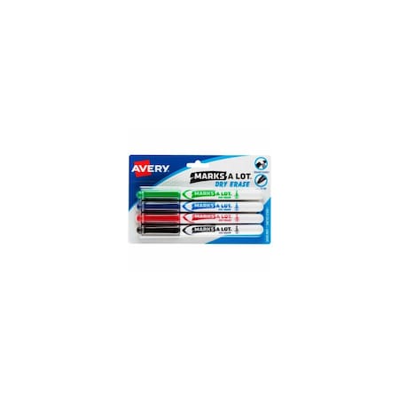 Avery Pen Style Dry Erase Markers, 4-Color 4-Pk. 24459