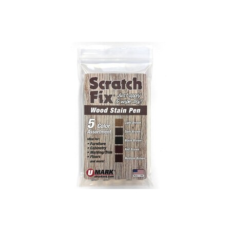 U-Mark Wood Stain Pen, Assortment, PK 5 10620