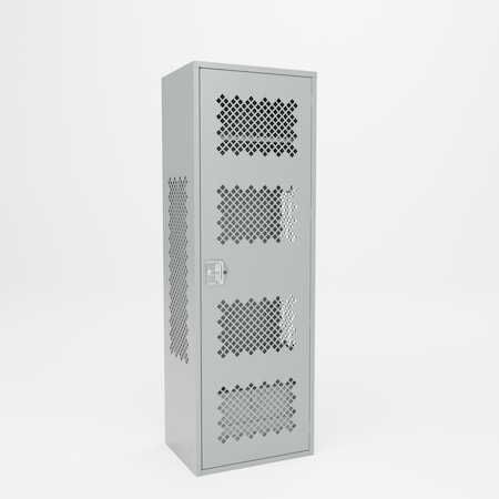 Pucel Athletic Gear Locker, 24 in W x 72 in H x 18 in D, Perforated Door, Foot Locker, Gray GL-2472-18-DF