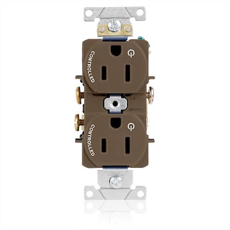 Leviton Dup Rec 15A 125V 2MCtrl Self-Gr Brn 5262-S2