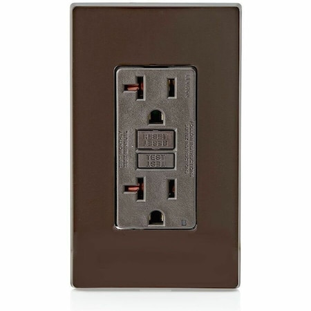 Leviton GFCI Receptacle, 20A, 125Vac, 5-20R, Brown GFNT2