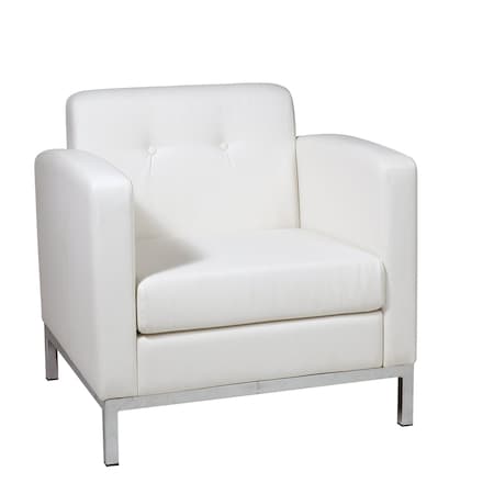 Osp Home Furnishings Wall Street  Faux Leather Armchair, White WST51A-W32