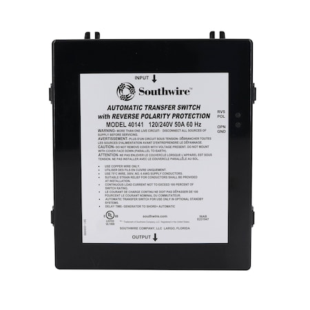 Southwire TRANSFER SWITCHES AND PANELS RV Transfer Power Between Shore And RV Generator Automatic 120 240 V 40141-001