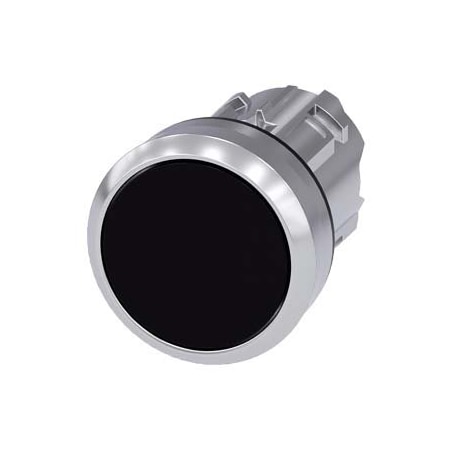 Siemens Pushbutton, 22 mm, round, metal, shiny, black, pushbutton, flat 3SU1050-0AB10-0AA0-ZY19