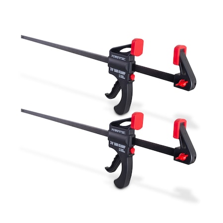 Powertec 24 in. Bar Clamps / Spreaders, Trigger Clamps, One-Handed Ratchet Quick Grip Clamps, 2PK 71596N