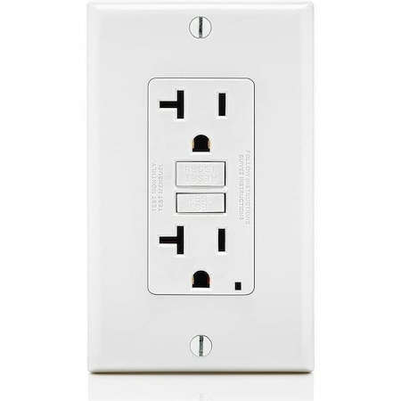 Leviton GFCI Receptacle, Outlet, White, 20A 125V GFNT2-FW