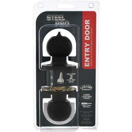 Steel Pro Matte Black Ball Entry Knob TWX900B