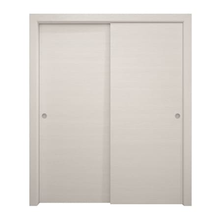 Sartodoors Sliding Closet Bypass Doors 56 x 84 inches, Ego 5000 Painted White Oak, Rails Hardware Set, Wood EGO5000DBD-PWO-5684
