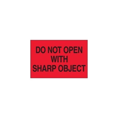 Bubblefast 2 x 3'' - ''Do Not Open with Sharp Object'' Fluorescent Red Labels BFDL1618