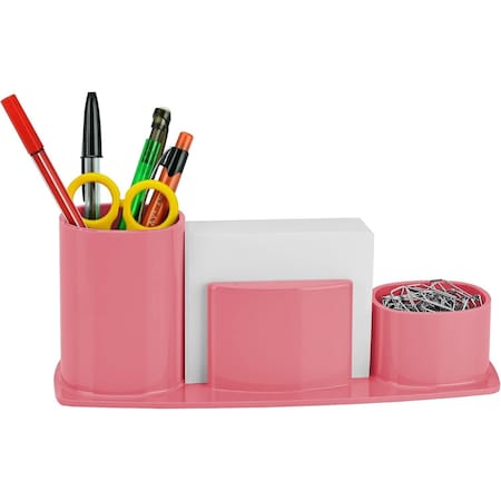 Acrimet Millennium Desktop Organizer Cup Caddy Plastic with 200 Sheets Memo Paper Solid Pink Color 740.9