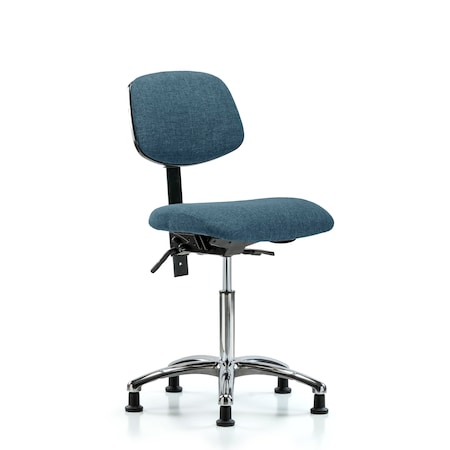 Blue Ridge Ergonomics Chair, Fab, Med Bench, Chr Tilt Glides, Blu, No Arms, 22" to 29" Height, Blue BR-FMBCH-CR-T1-A0-NF-RG-F43