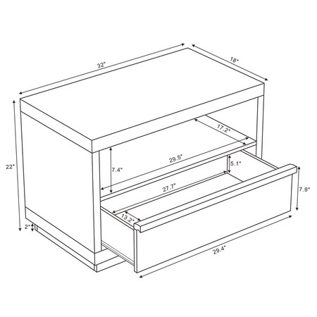 Manhattan Comfort Navis 32 in Nightstand in Whitewashed Oak (1-Drawer) NS1875-1