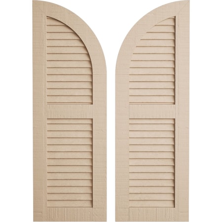 Ekena Millwork Rough Cedar 2 Equal Louver w/Quarter Round Arch Top Faux Wood Shutters, 12W x 66H, 54 Low Side, PR SHULVQ12X66RCPR