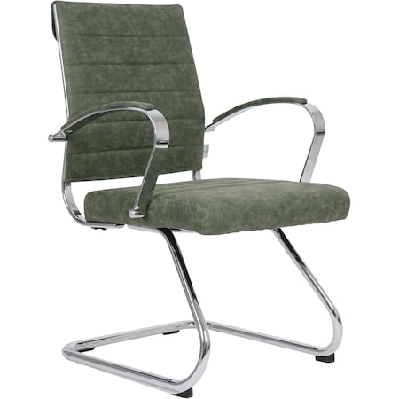 Leisuremod Benmar Modern Office Chair with Faux Leather Sled Base Task Chair & Arms BGO19GL