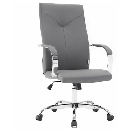 Leisuremod Sonora Modern High-Back Leather Office Chair, Grey SO19GRL