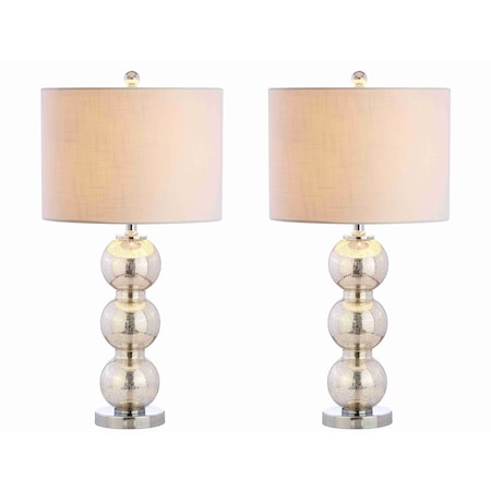 Jonathan Y Bella 27" Glass Triple-Sphere LED Table Lamp, Mercury Silver/Chrome, 2PK JYL1070B-SET2