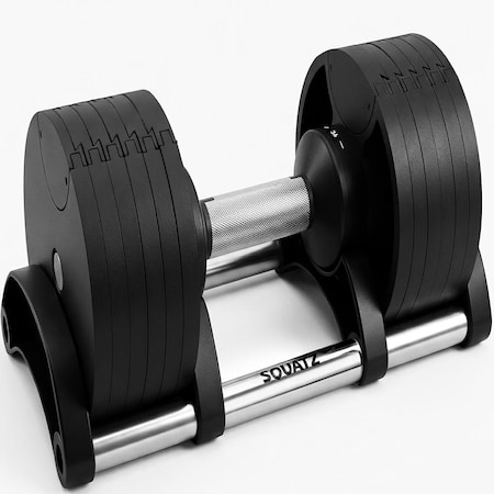 Squatz 45 lb Adjustable Dumbbells with Quick Weight Change, Space-Saving Dumbbell Set with Anti‑Slip SQDB45-1