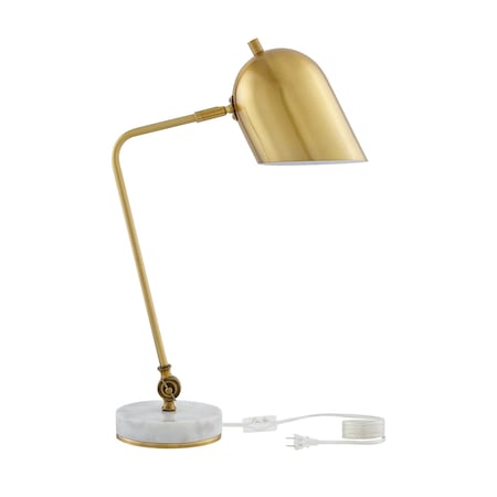 Homeroots 22" Brass Iron Desk Table Lamp With Brass Bell Shade 530923