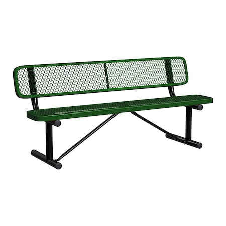 Leisure Craft Bench/Back, Portable, 6ft., Blk/Grn B6WBP-BLACK GREEN