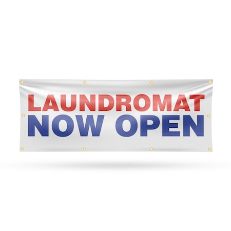 Signmission Laundromat Now Open, 36 Inch x 96 Inch, Vinyl Banner B-96-30724