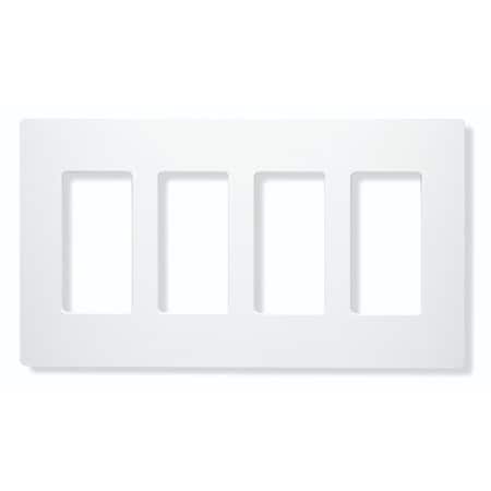 Lutron Designer Wall Plates, Number of Gangs: 4 Gloss Finish, White CW-4-WH