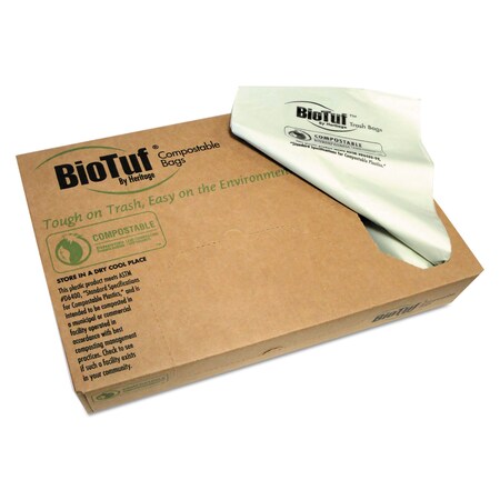 Heritage Biotuf Can Liner, 13 gal, 1 mil, 24in x 32in, Green, 200PK CW62405/Y4832YE