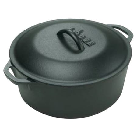 Lodge Dutch Oven, 7 qt Capacity, Cast Iron, Black, Loop Handle L10DOL3