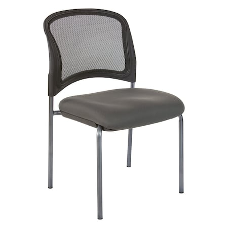 Office Star ProGrid Titanium & Black Visitors Chair, Straight Legs, Icon Grey 86724R-226