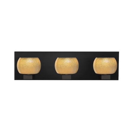 Besa Lighting Besa, Keno Vanity, Gold Sand, Black Finish, 3x3W LED 3WF-KENOGD-LED-BK