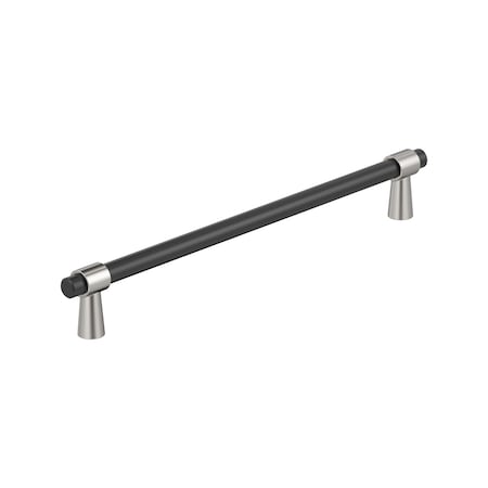 Amerock Mergence 10-1/16 inch 256mm Center-to-Center Matte Black/Polished Nickel Cabinet Pull BP36981FBPN