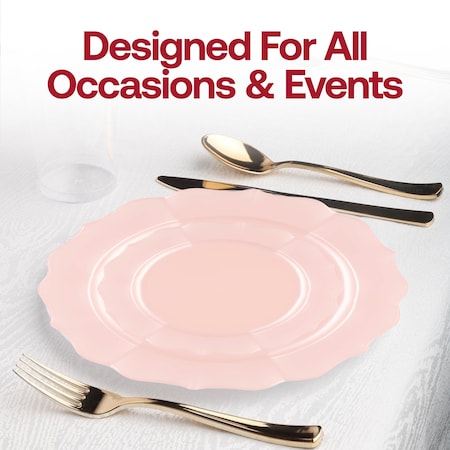 Smarty Had A Party 10.25" Pearl Pink Round Lotus Plastic Dinner Plates, 120PK 8850-PNK-CASE