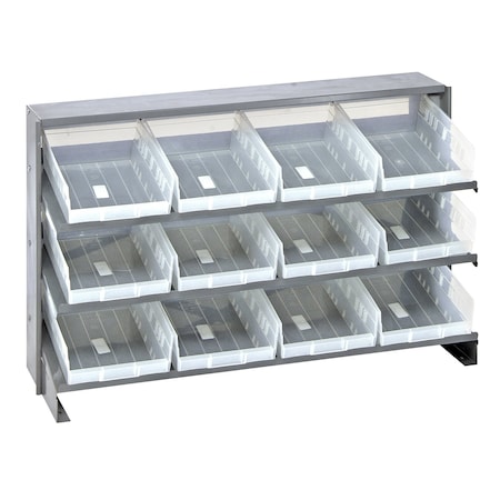 Quantum Storage Systems BENCH RACK W/12 BINS CLEAR QPRHA-107CL