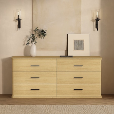Manhattan Comfort Clifford Dresser in Natural Oak (6-Drawer) DR1834-1