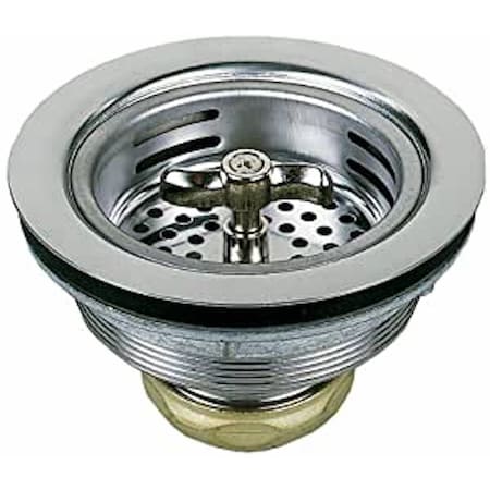 Plumbcraft 3 1/2 in. D Chrome Silver Stainless Steel Spin Lock Basket Sink Strainer 7636400N