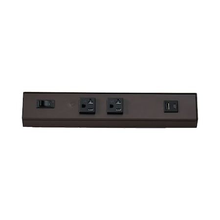 Westgate 12in ANGLED 2-RECEPTACLE 1 USB 20A POWER STRIP BRZ PSA-12-2R-1U-BR