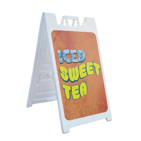Signmission Iced Sweet Tea, A-Frame & 2 Decals Installed, Heavy-Duty Plastic Frame SBHD-D-2436-30397
