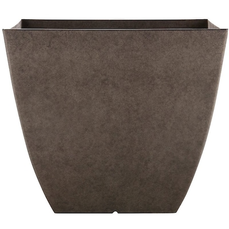 Southern Patio Newland Planter, 13-1/2 in H, 16 in W, 16 in D, Square, Plastic/Resin, Gray, Stone Aesthetic HDR-091677