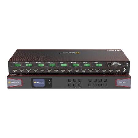 Bzbgear 8x8 4K UHD HDMI 2.0 Matrix Switcher with Audio De-embedding and Independent Routing BG-4K-88MA